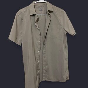 Perry Ellis Men's Casual Taupe Button Down Shirt